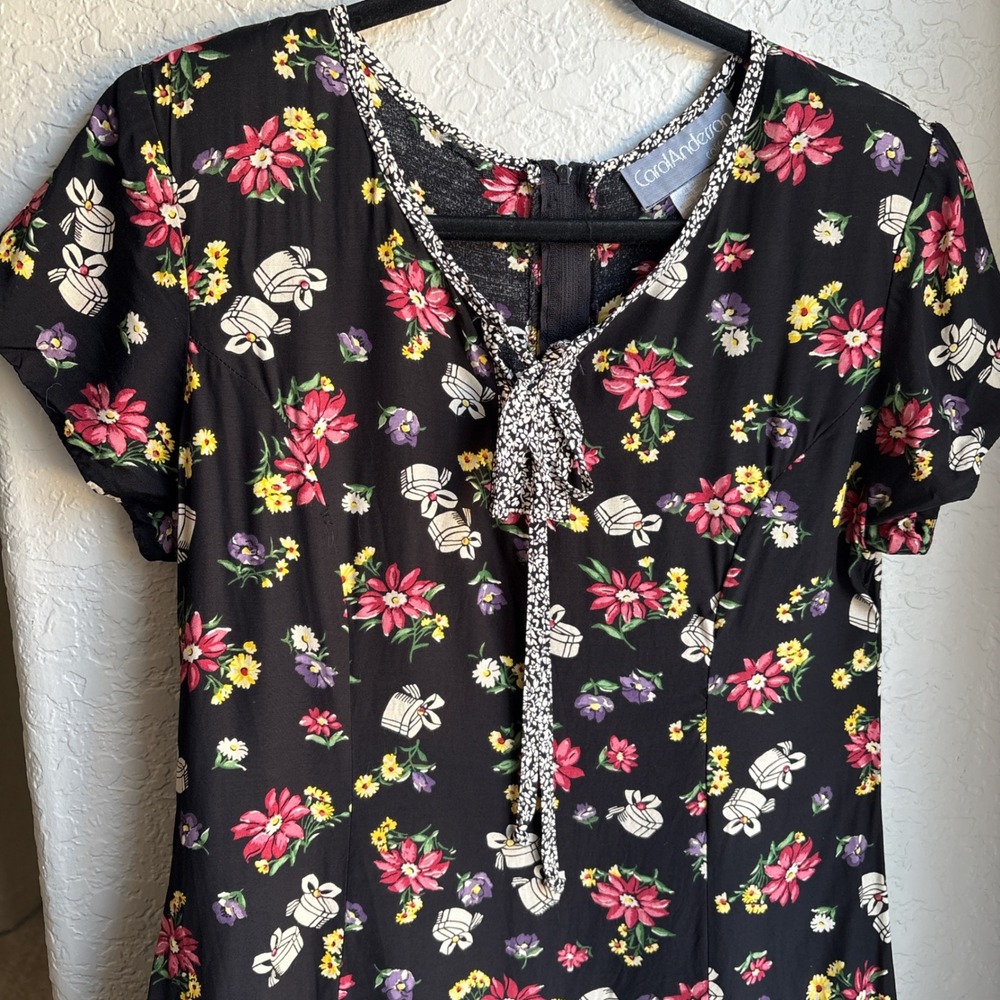 Women M/L Vintage Dress Maxi Floral Short Sleeve 90s Feminine Garden Coquette - Picture 3 of 15